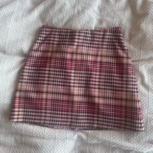 Wilfred Plaid Mini Skirt in Pink and Brown